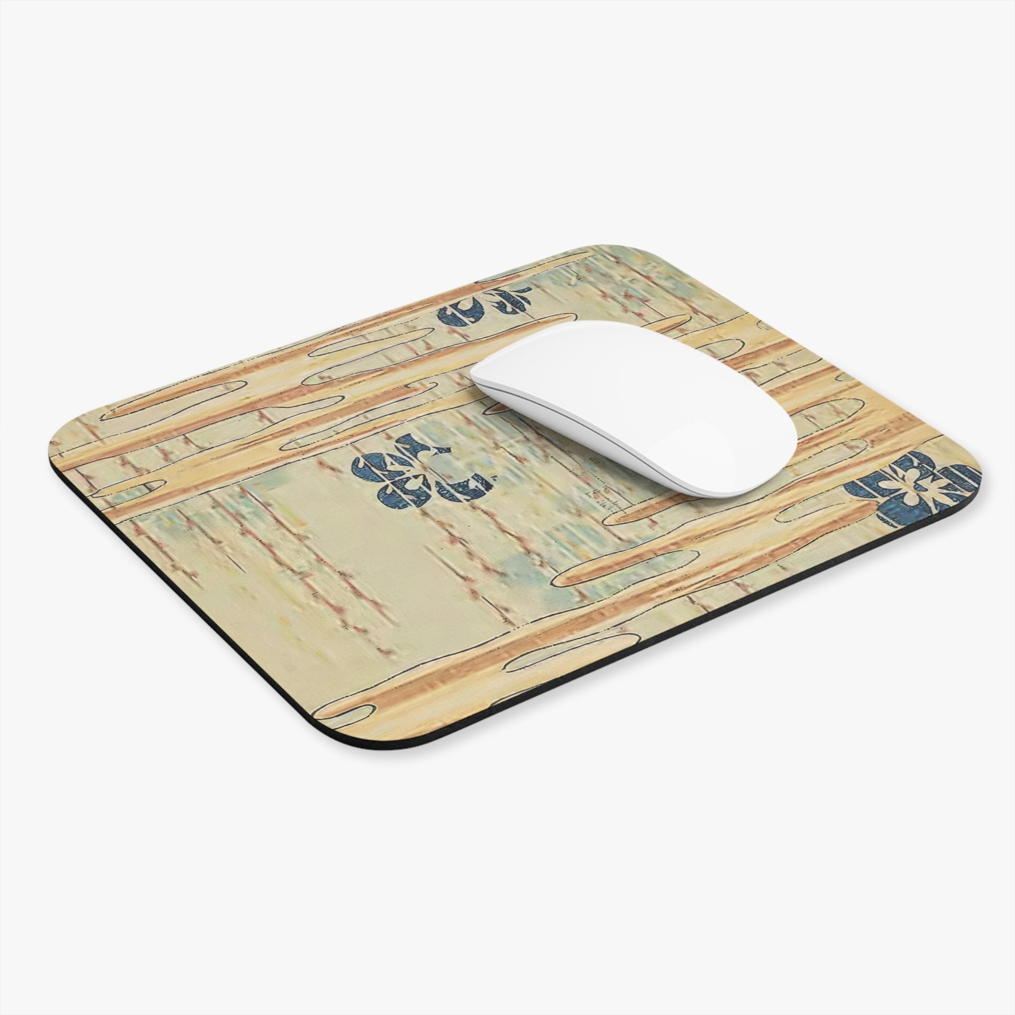 Wavy Floral Print Mouse Pad